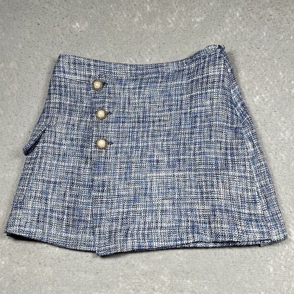 Anthropologie Dresses & Skirts - Anthropologie Maeve Skirt Womens Size 8 Blue Plaid Tweed A-Line Mini Skirt